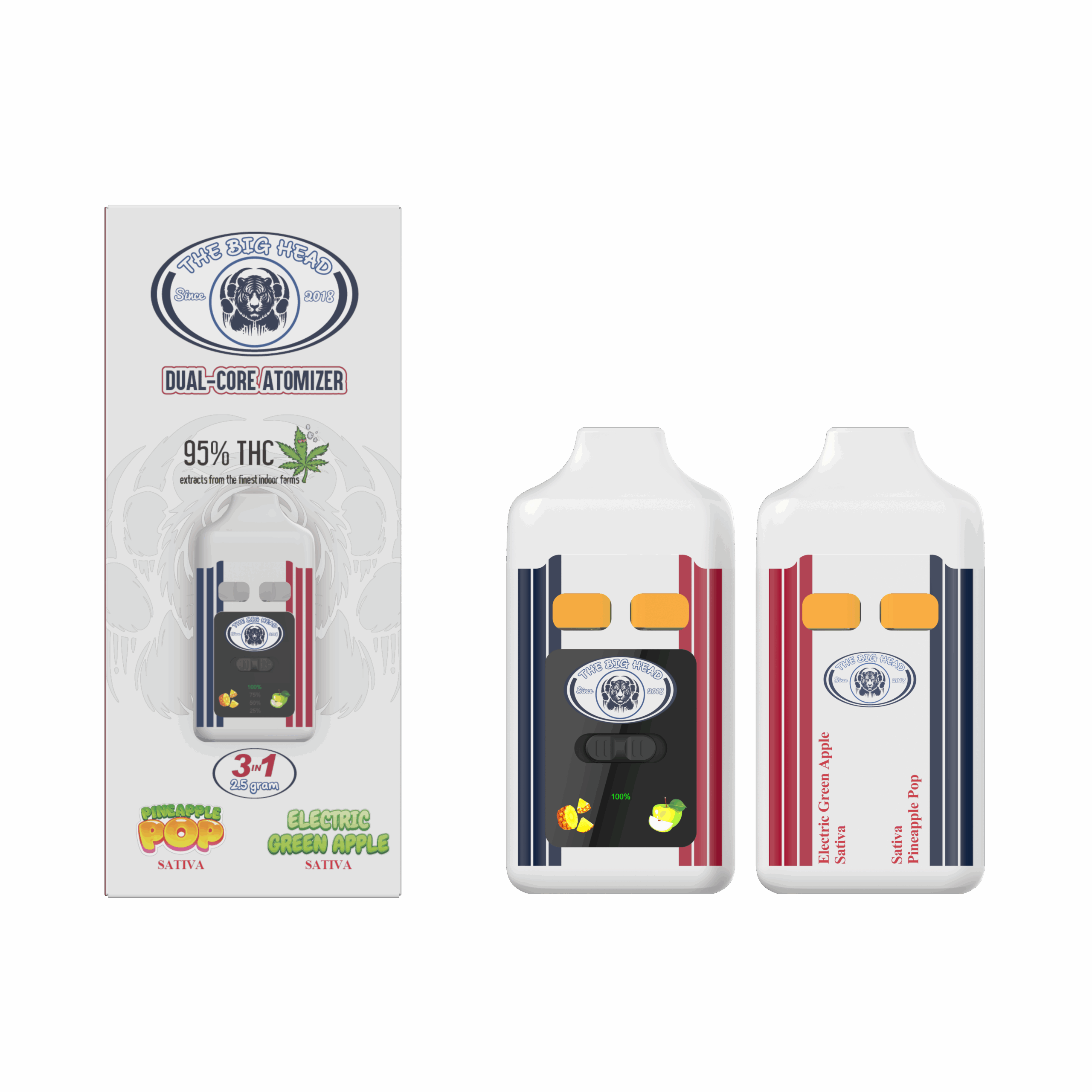 Electric Green Apple Sativa – Pineapply Apple Sativa | Dual-Chamber 2.5g Vape by The Big Head Ranger