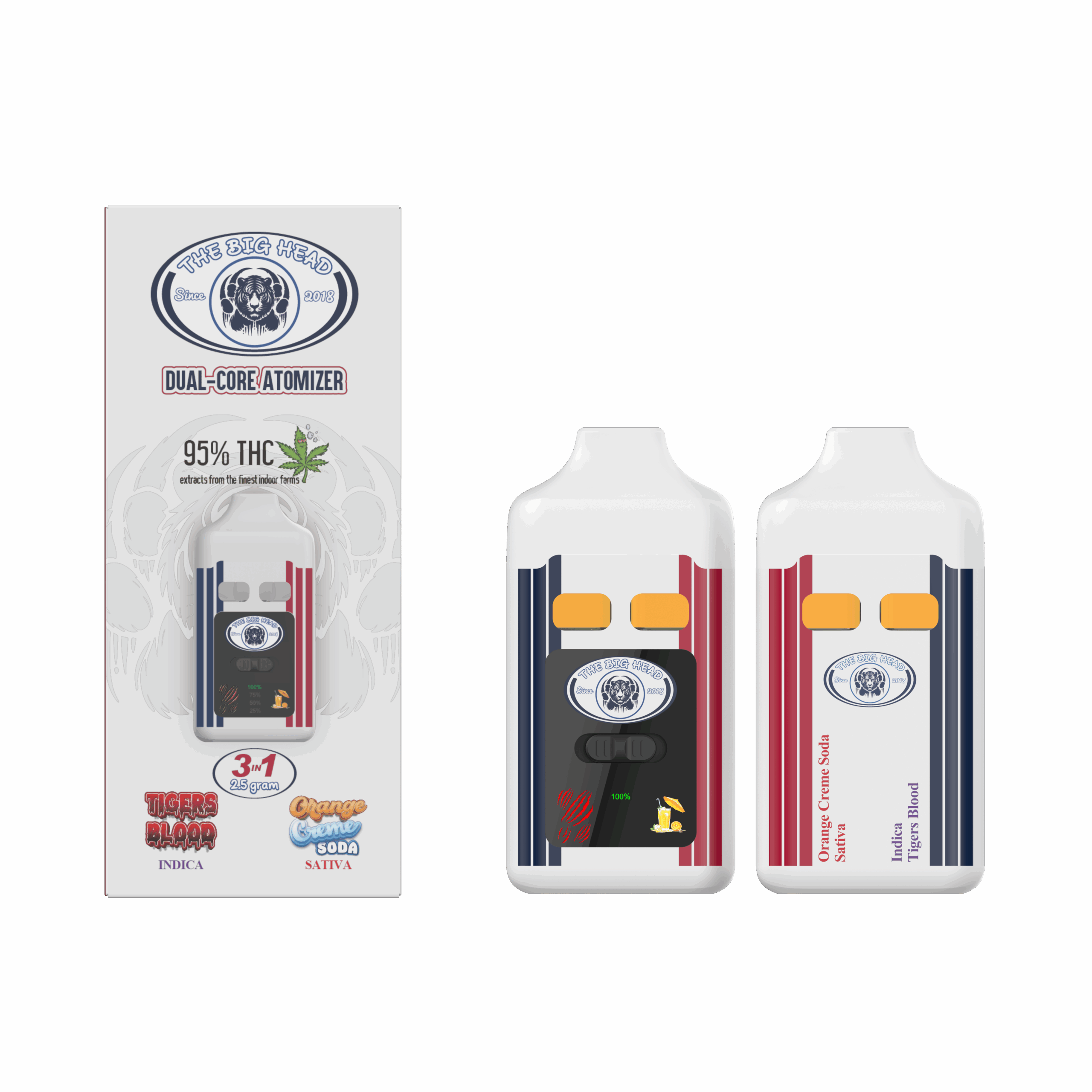 Orange Creme Soda Sativa – Tigers Blood Indica | Dual-Chamber 2.5g Vape by The Big Head Ranger